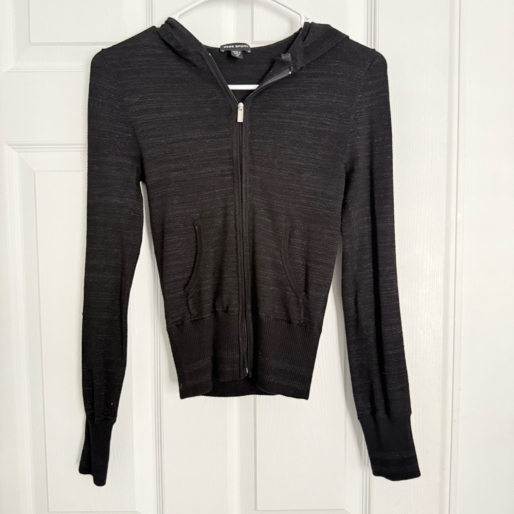 Bebe Sport Black Zip-Up Jacket